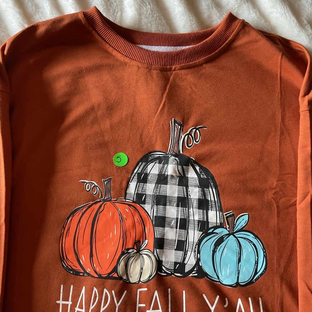 Orange Off-the-Shoulder Sweater with Pumpkin Design